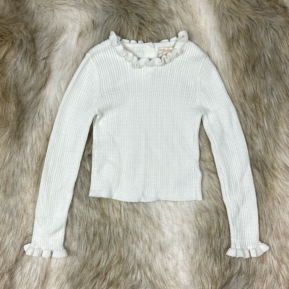 Size 6 Cynthia Rowley Ruffle Long Sleeve Top
